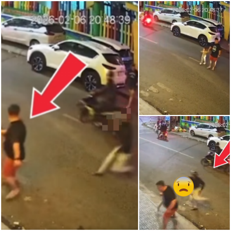 Tối nay, ở đường Phan Đình Phùng, Tuy Hòa: CAME-RA ghi lại một người đàn ông dắt con đi dạo qua đường bị mấy con báo che\’m tý oẳng