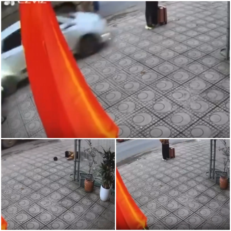 PHÚ THỌ : Cô gái đang đứng trên vỉa hè bị xe oto phi thẳng vào rồi phóng vút đi sợ quá